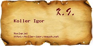 Koller Igor névjegykártya